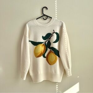 Luxury 100% Cashmere Reversible Lemon Print Sweater - 350g